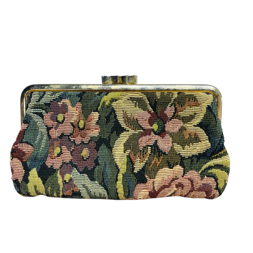 Vintage Tapestry Floral Clutch Coin Lipstick Purse Accent Fashion Collectible